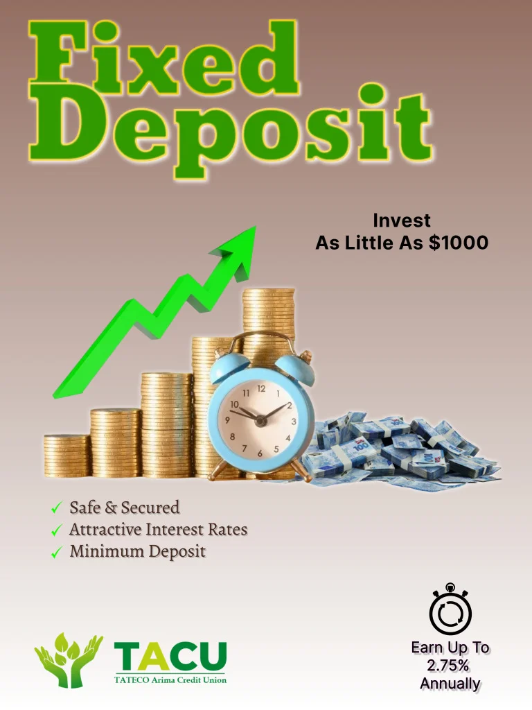 Fixed Deposit promotional material showing competitive rates and benefits