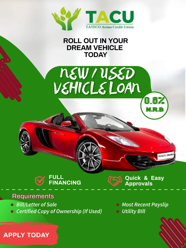 TACU Credit Union Vehicle Loan Promotion - Competitive rates and flexible terms for car financing in Trinidad & Tobago